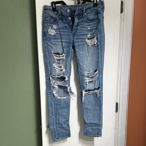 Distressed Blue Jeans